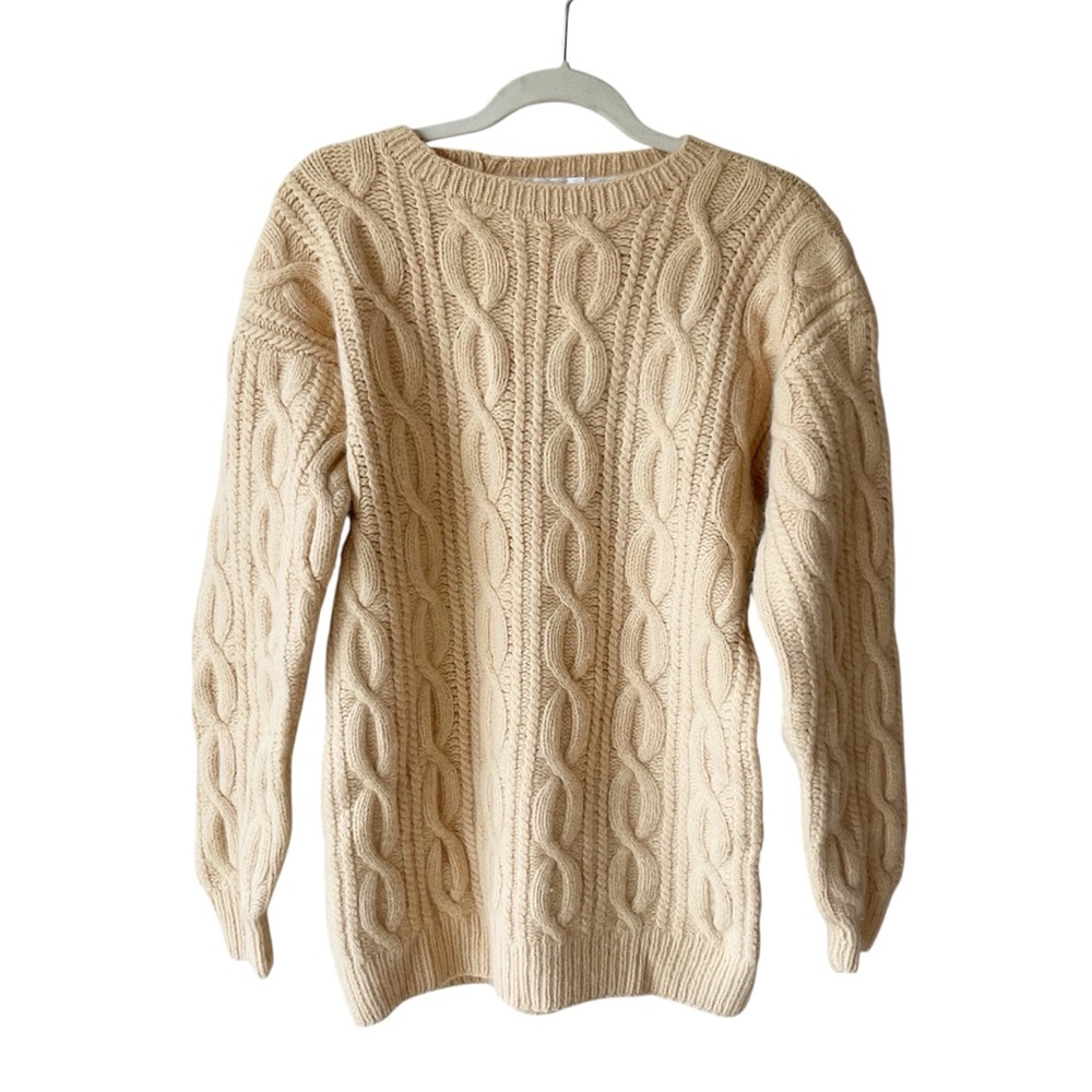 Ports International Vintage Cable Knit Sweater in Butter Yellow Size M